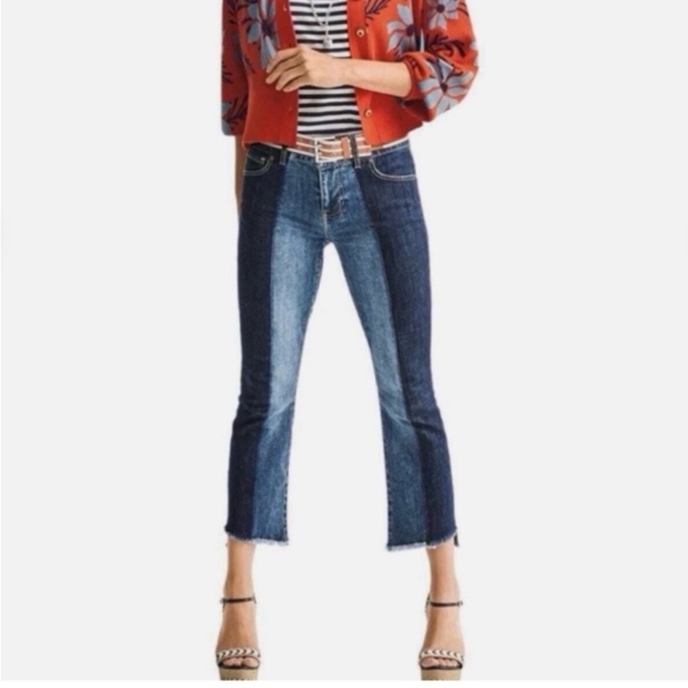 CAbi High Low Crop Jeans  Blue Ankle‎ Jeans Size:14